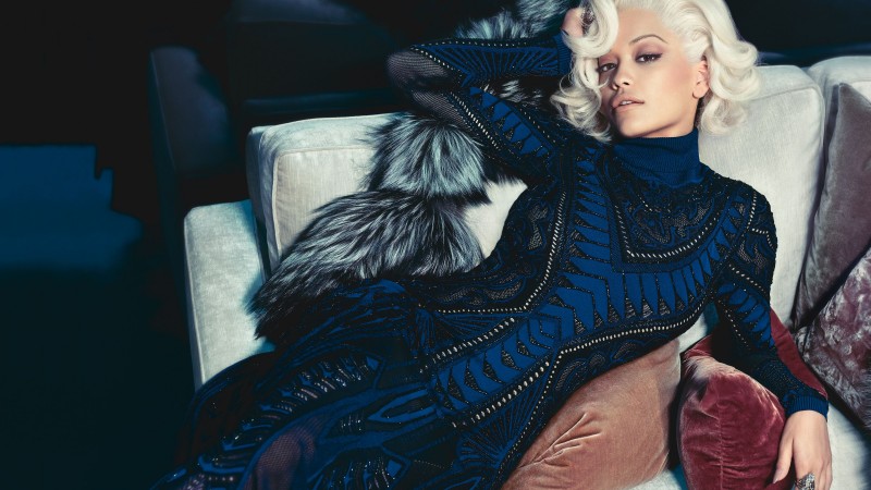 Rita Ora, Rita Sahatciu Ora, Actress, Artists, television star, sofa, dress, jewel, room, interior, blonde (horizontal)