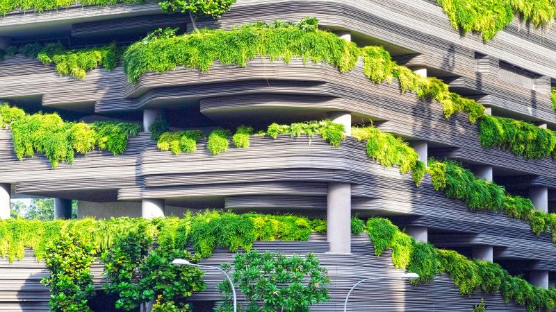 abstract, 8k, 4k, 5k wallpaper, building, trees (horizontal)