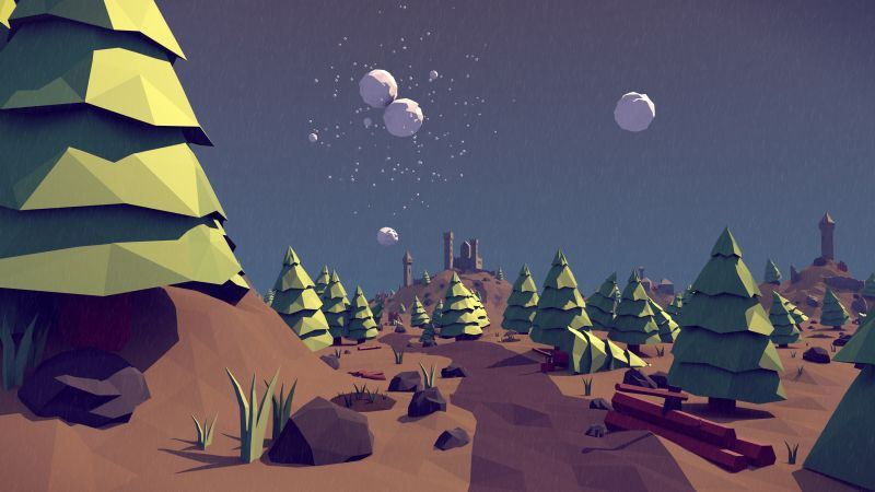 polygon, 4k, 5k wallpaper, landscape, nature, low poly, 3D (horizontal)