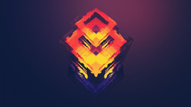 abstract, polygon, 4k, 5k, iphone wallpaper, android wallpaper, orange, red (horizontal)