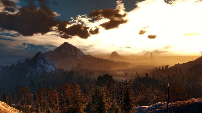 Mountains, 4k, HD wallpaper, snow, forest (horizontal)