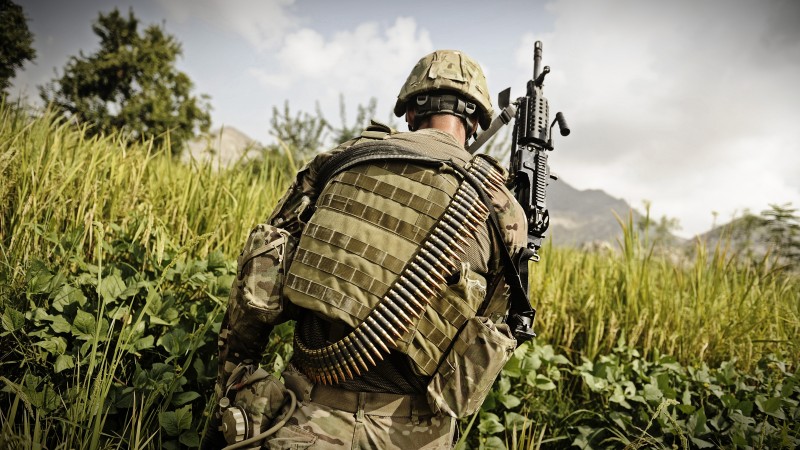 MK-48, soldier, mod.0, Mark 48, 7.62×51mm NATO, machine gun, gunner, ammunition belt, greens (horizontal)
