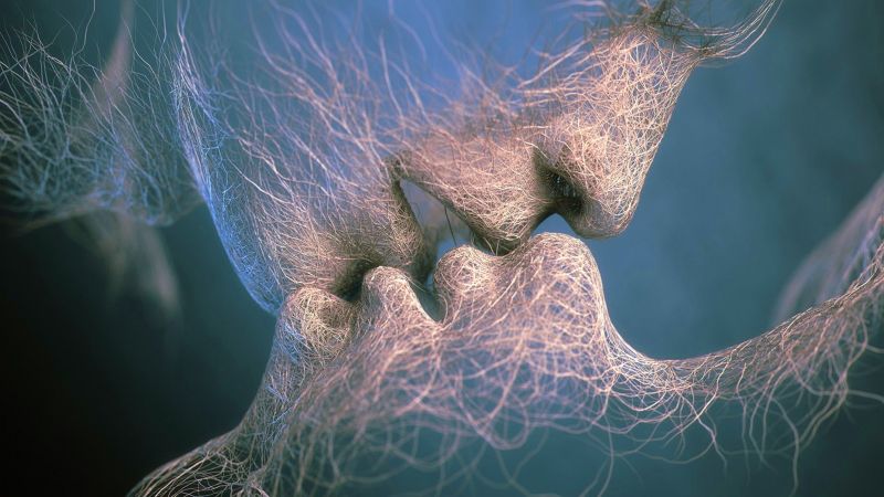 love image, kiss, 4k, veins (horizontal)