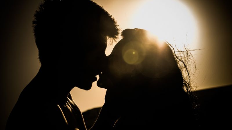 love image, kiss, 4k (horizontal)
