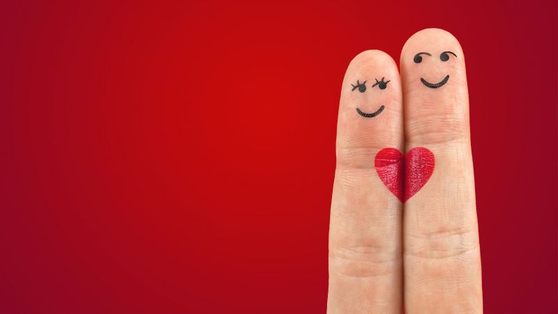 love image, heart, 4k, fingers (horizontal)
