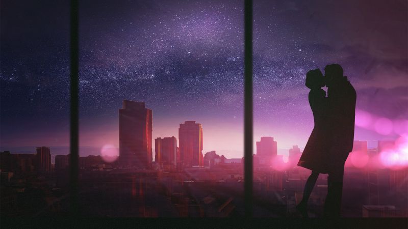 love image, kiss, 4k (horizontal)