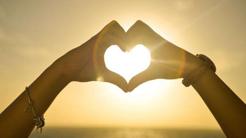 love image, heart, hands, 8k (horizontal)