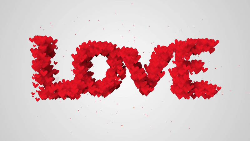 love image, heart, 4k (horizontal)