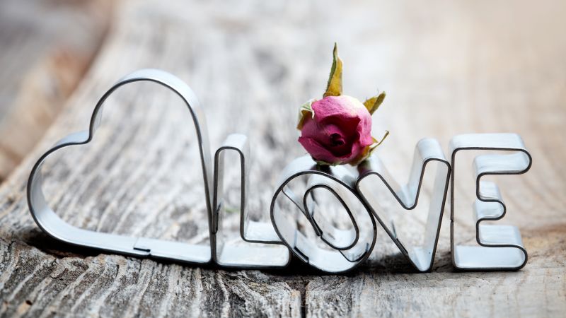 love image, heart, rose, 5k (horizontal)
