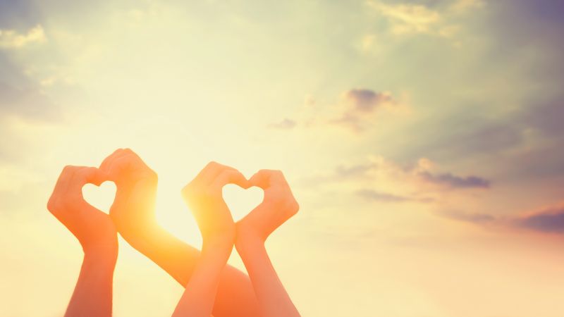 love image, heart, hands, 5k (horizontal)