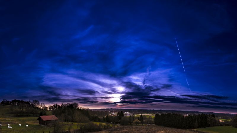 sunset, sky, forest, 8k (horizontal)