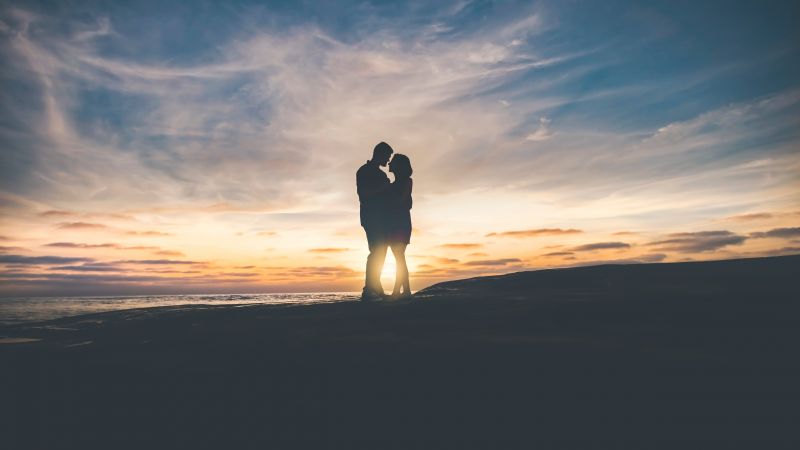 love image, couple, sky, 4k (horizontal)