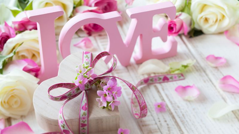 love image, heart, rose, flower, 4k (horizontal)