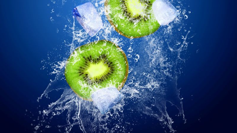 kiwi, ice, underwater, 4k (horizontal)