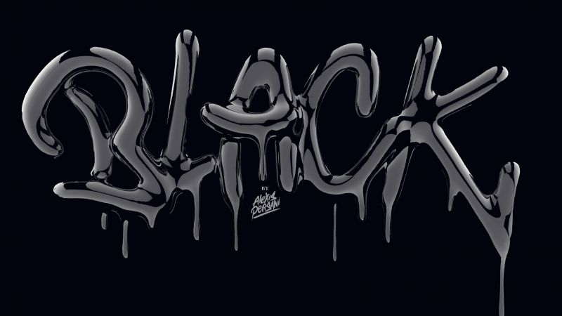 typography, abstract, 3D, black, 4k (horizontal)