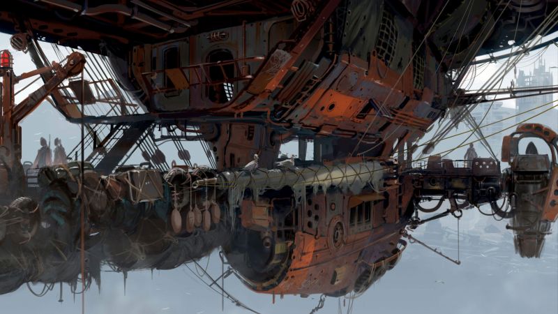 The Prydwen, airship, art, 4k (horizontal)