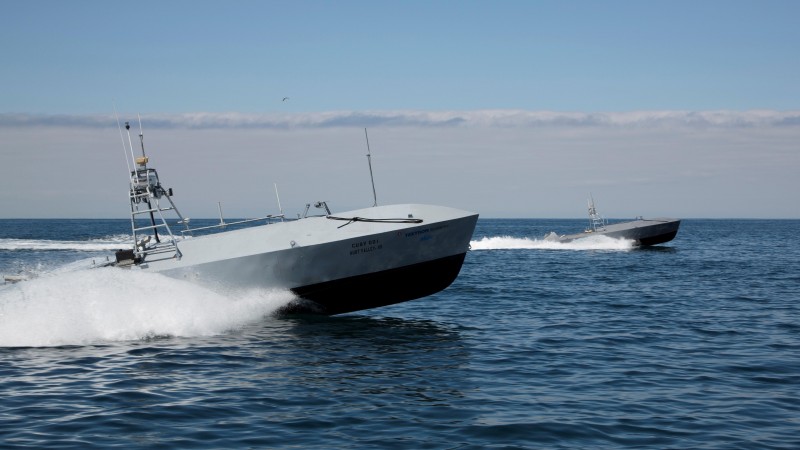 Trident Warrior, Fleet-class, Common Unmanned Surface Vessel, CUSV, drone, sea, U.S. Navy (horizontal)