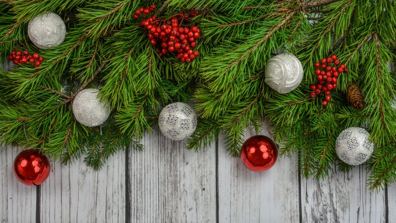 Christmas, New Year, toys, fir-tree, 4k (horizontal)