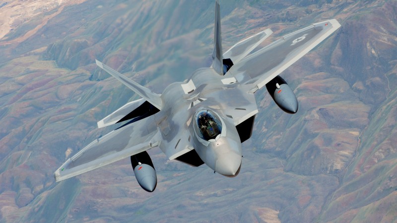 F-22, Raptor, Lockheed, Martin, stealth, air superiority fighter, U.S. Air Force, mountain (horizontal)