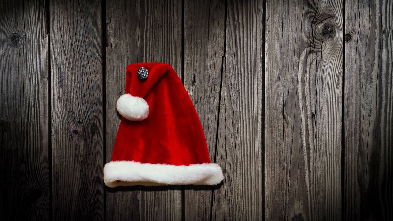 Christmas, New Year, cap, 4k (horizontal)