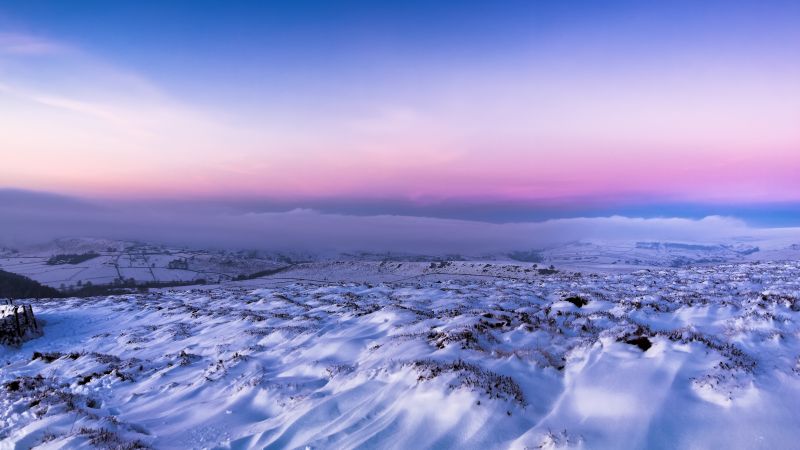 field, snow, winter, 4k (horizontal)