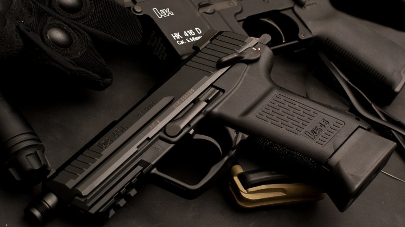 HK45, Heckler & Koch, pistol, HK45C, semi-automatic, HK416D, HK M4, rifle, Germany (horizontal)