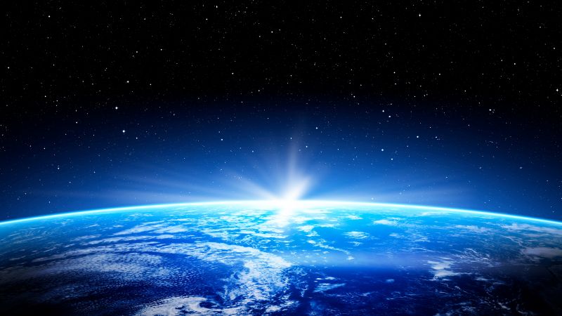 Earth, space, planet, star, 5k (horizontal)