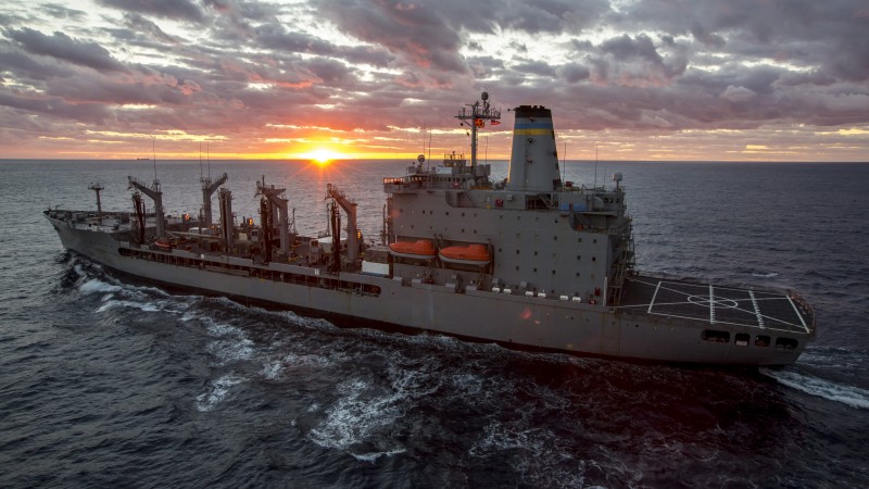 USNS John Lenthall, T-AO 189, Military Sealift Command, atlantic ocean, BA14, U.S. Navy, sea, sunset (horizontal)