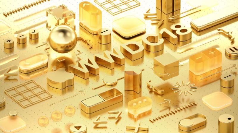 WWDC 2018, Gold, 3D, 4K (horizontal)