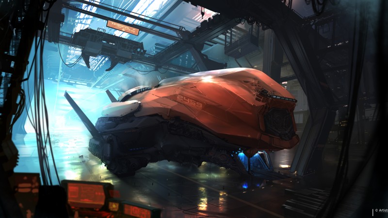 space ship, 4k, HD wallpaper, 8k, matte painting, art, transporter (horizontal)