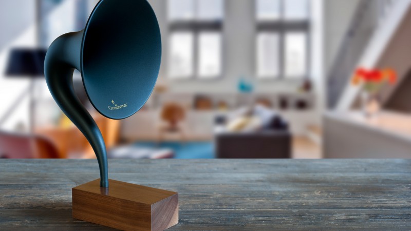 Gramovox, bluetooth, gramophone, music, sound, blue, room, nostalgia (horizontal)