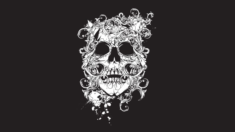 scull, black, tatto, decor (horizontal)