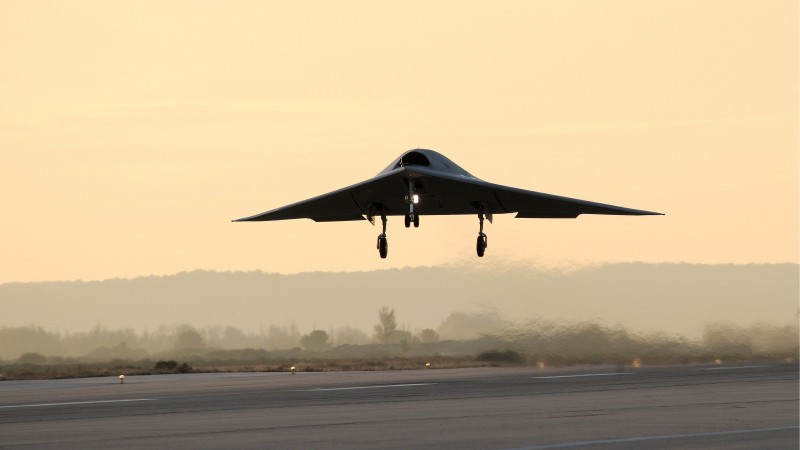 X-47B, drone, UCAS-D, Pegasus, USA Army, landing, U.S. Air Force (horizontal)