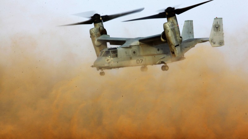 V-22 Osprey, Osprey, Bell, Boeing, tiltrotor, multi-mission aircraft, desert, US Army, U.S. Air Force (horizontal)