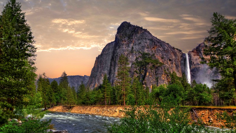 Yosemite, 5k, 4k wallpaper, 8k, forest, OSX, waterfall, apple, mountains (horizontal)