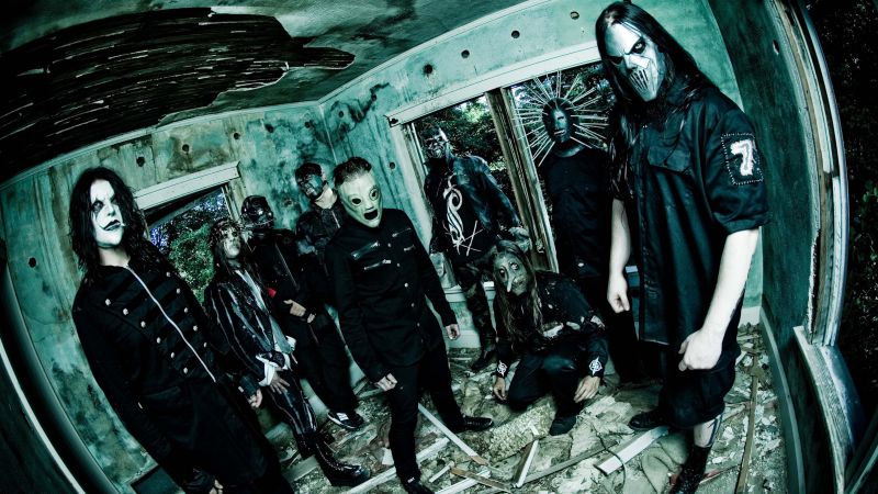 Slipknot, Top music artist and bands, Corey Taylor, Mick Thomson, Jim Root, Craig Jones, Sid Wilson, Shawn Crahan, Chris Fehn (horizontal)