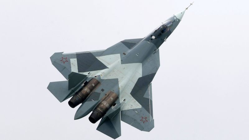 Sukhoi T-50, Russian army, red star, fighter aircraft, air force (horizontal)
