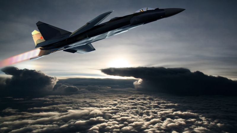 SU-47, Russian army, Mig, red star, fighter aircraft, air force, Russia (horizontal)