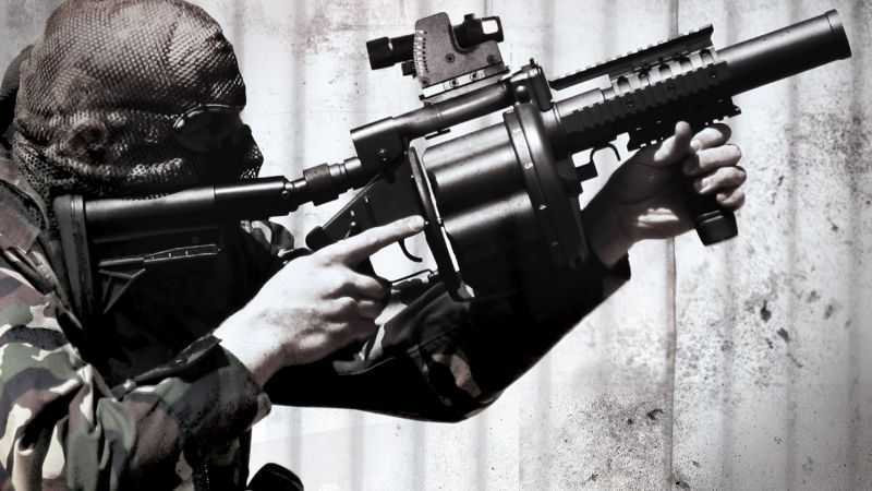 Milkor SuperSix MRGL, 40 mm, grenade, South African,  (horizontal)