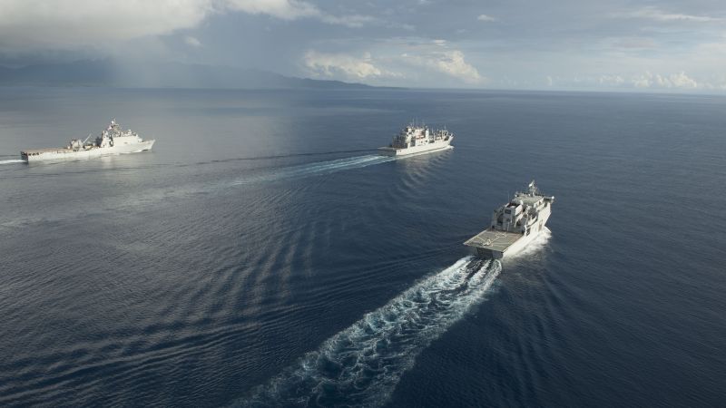 USS Pearl Harbor, LSD-52, USNS Matthew Perry (T-AKE 9), LSL 421, Harpers Ferry-class, dock landing ship, USA Navy (horizontal)