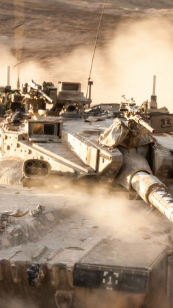 Merkava Mark IV, tank, Israel Army, Israel Defense Forces, desert (vertical)