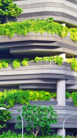 abstract, 8k, 4k, 5k wallpaper, building, trees (vertical)