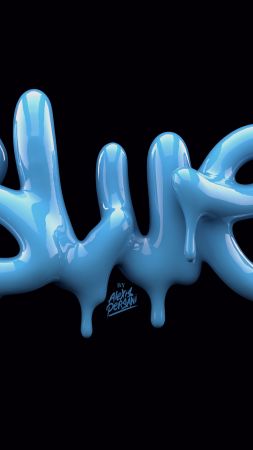 typography, 5k, 4k wallpaper, font, abstract, blue, shape, 3D (vertical)