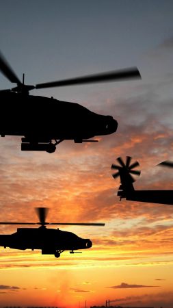 Boeing AH-64D Apache, attack helicopter, U.S. Army, U.S. Air Force (vertical)