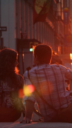 love image, couple, HD, kiss, sunset (vertical)