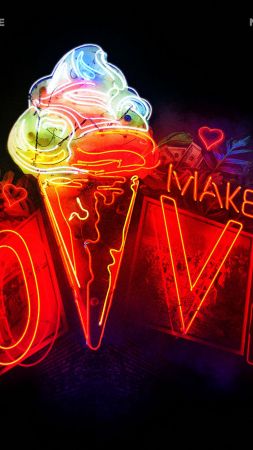 love image, ice cream, 4k (vertical)