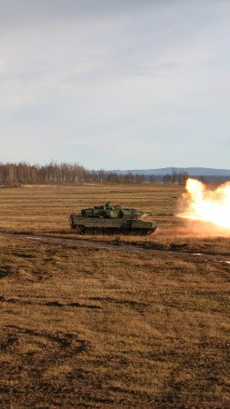 Merkava, Mk.4M, Windbreaker, Wind coat, tank, MBT, Israel, Defense Forces, firing, field (vertical)