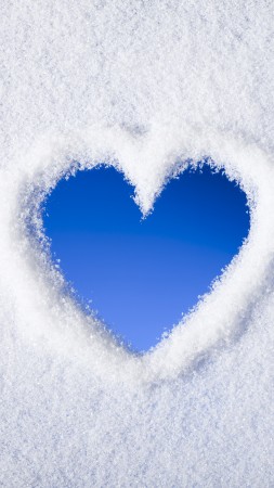 love image, heart, , snow, 4k (vertical)