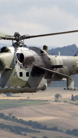 Mi-24PN, Mil, Hind, attack helicopter, Crocodile, flying tank, Russian Air Force (vertical)