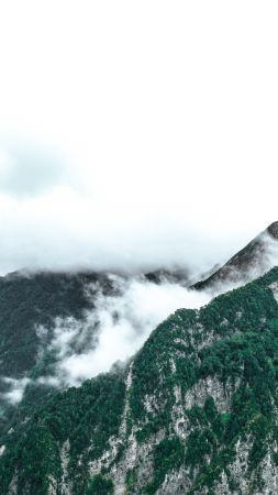 landscape, mountain, clouds, 6k (vertical)
